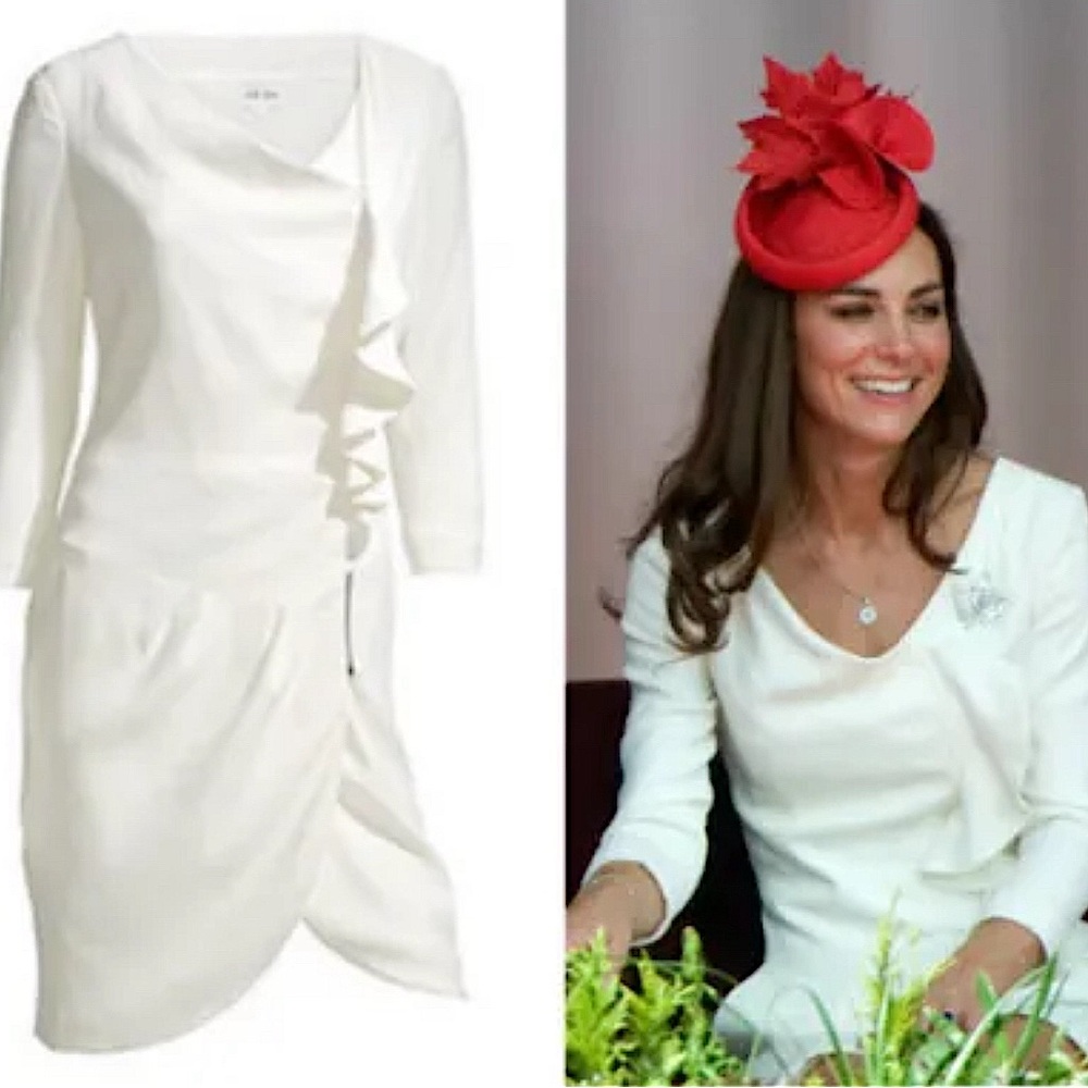 REISS Nanette Zip Frill Midi Dress Kate Middleton Engagement Ruffle Wrap Classic